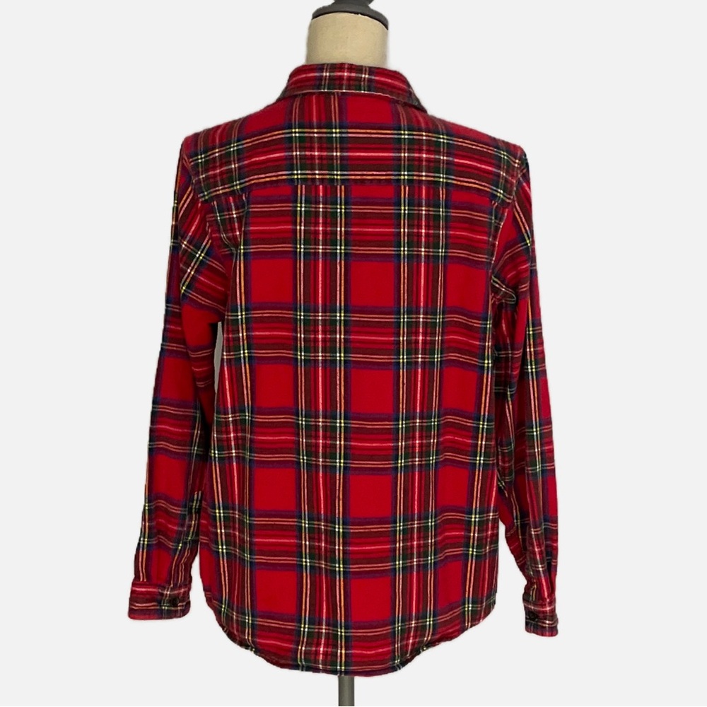 L.L. Bean Women's Scotch Plaid Flannel Shirt Relaxed Large Red Green - Picture 3 of 10